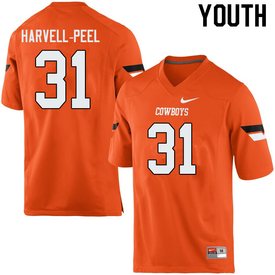 Youth #31 Kolby Harvell-Peel Oklahoma State Cowboys College Football Jerseys Sale-Orange - Click Image to Close